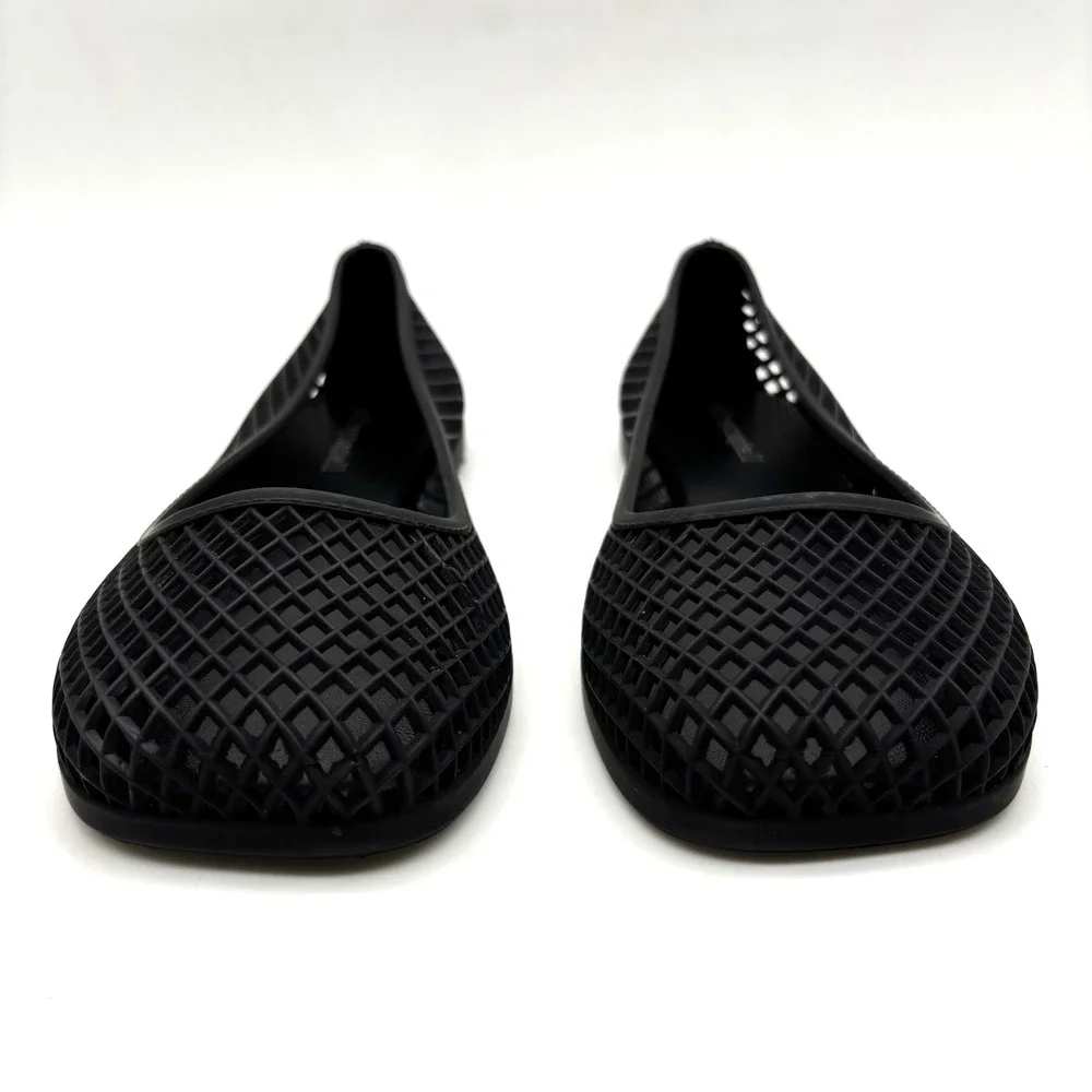 NEW Jeffrey Campbell SUNI Black Square Toe Slip On Jelly Ballet Flats US8 EU38